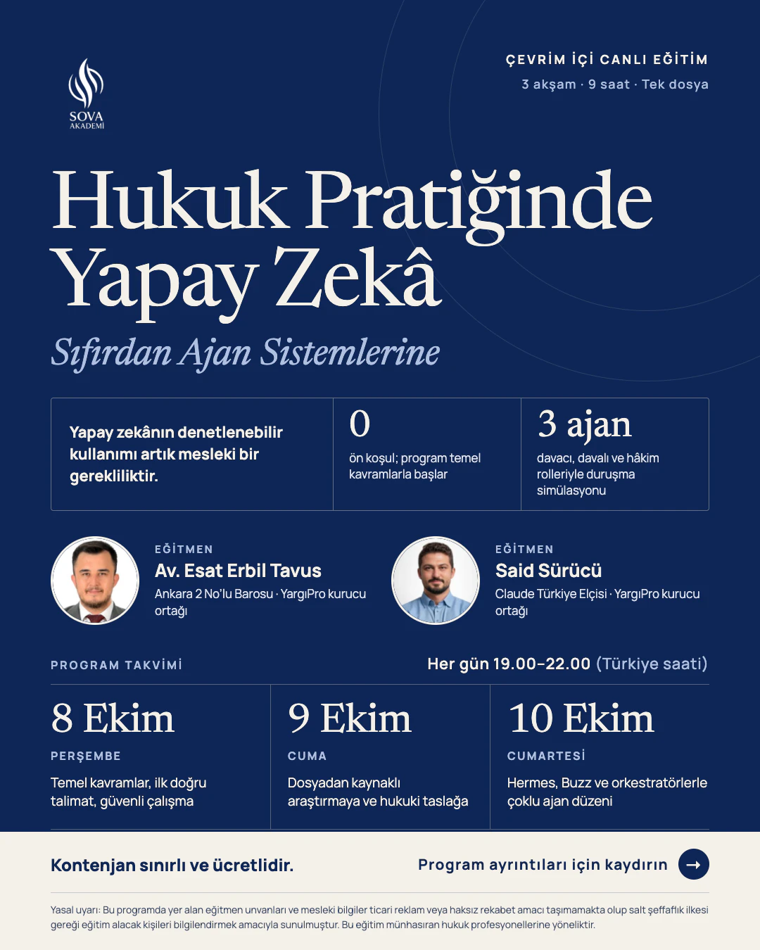 Announcement poster for AI in Legal Practice: From Zero to Agent Systems, page 1